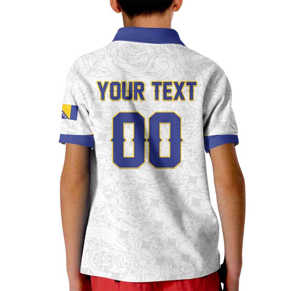 Custom Football 2026 Bosnia and Herzegovina White Kid Polo Shirt Zmajevi Go Champion