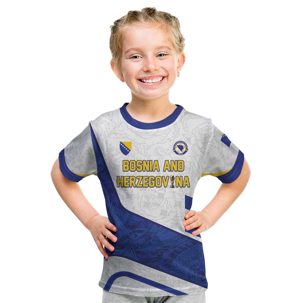 Custom Football 2026 Bosnia and Herzegovina White Kid T Shirt Zmajevi Go Champion