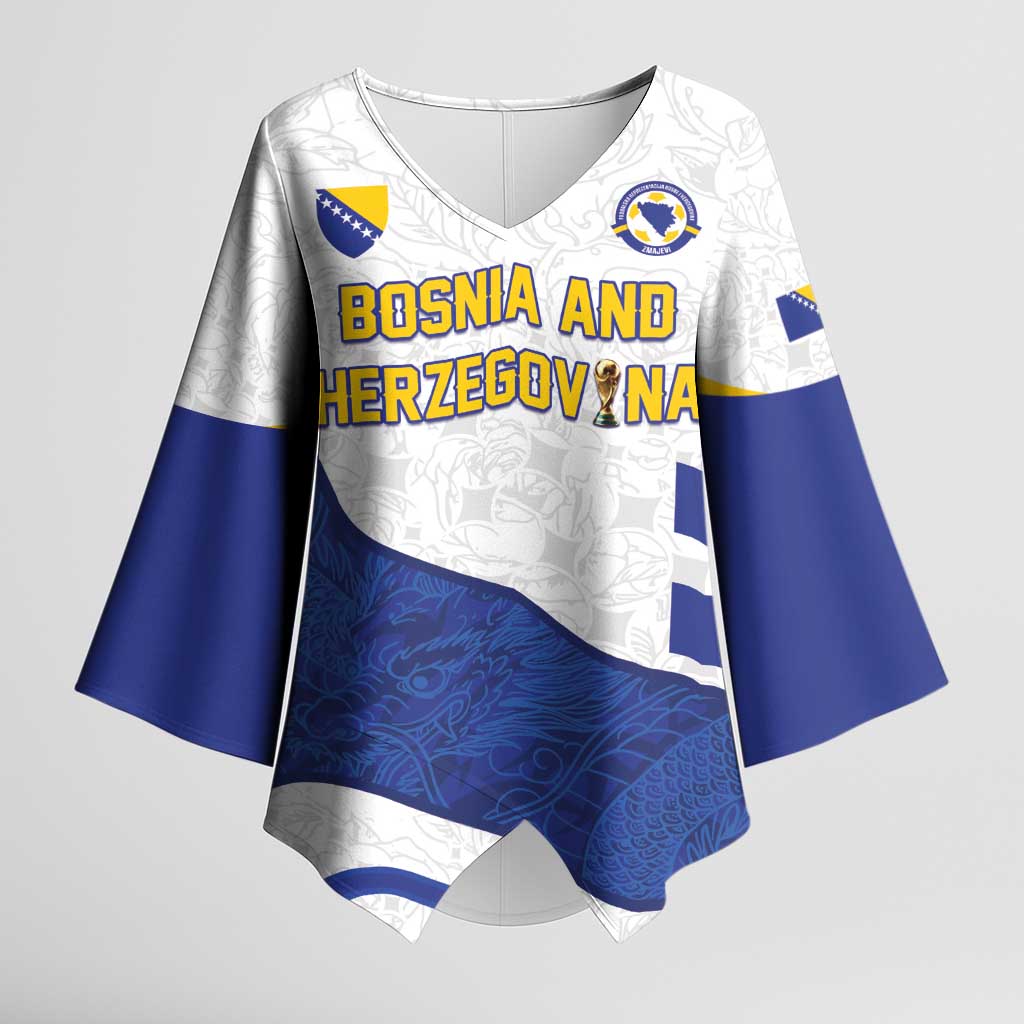 Custom Football 2026 Bosnia and Herzegovina White Kimono Sleeve Blouse Zmajevi Go Champion