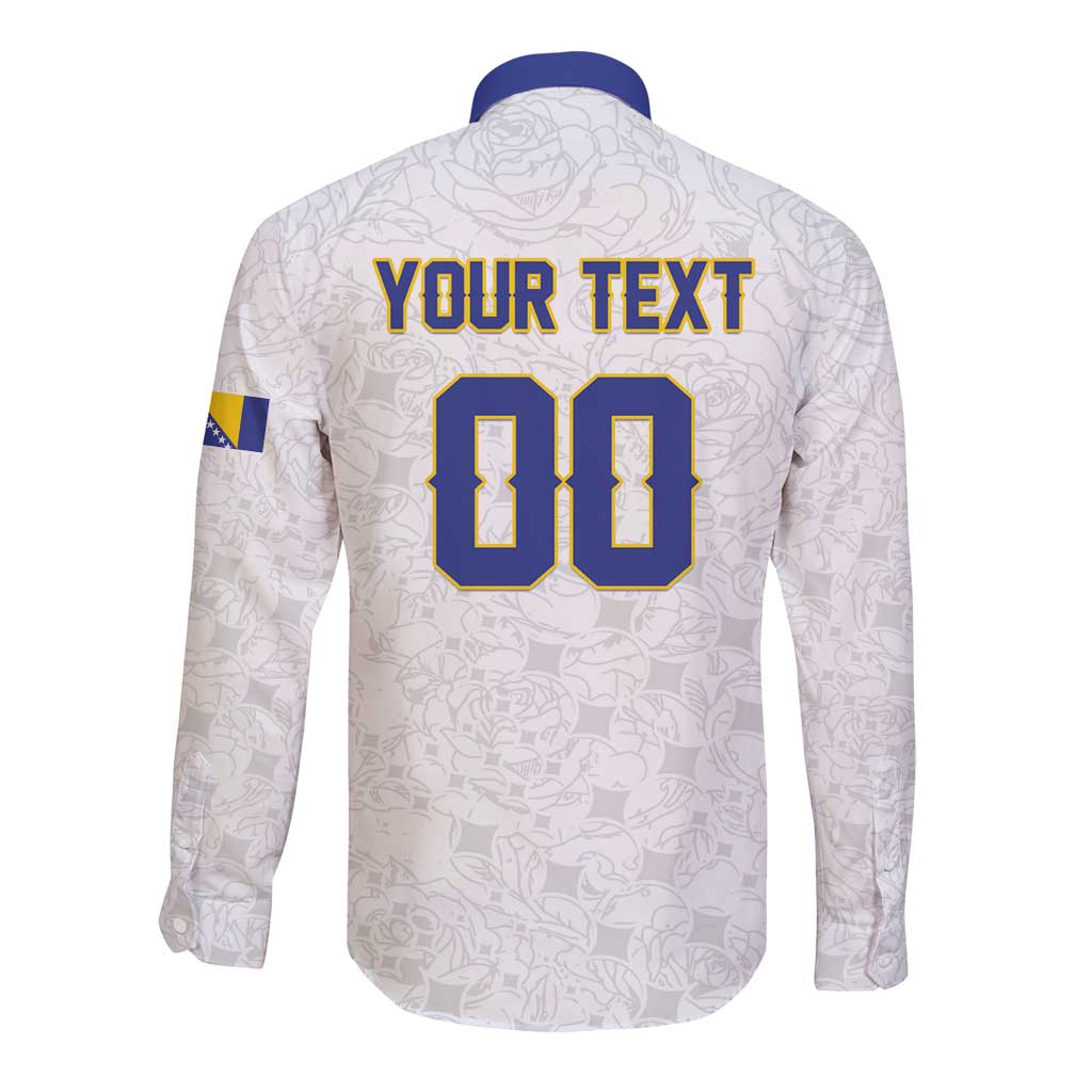 Custom Football 2026 Bosnia and Herzegovina White Long Sleeve Button Shirt Zmajevi Go Champion