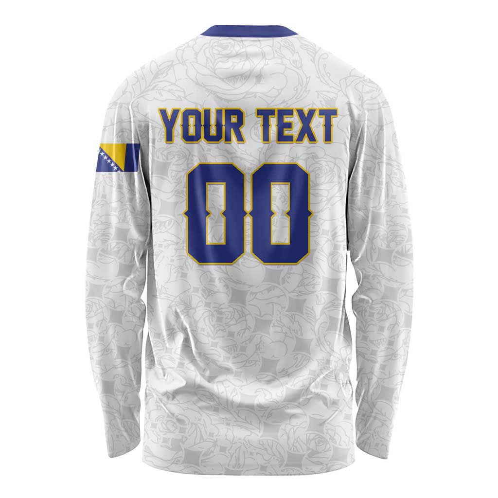 Custom Football 2026 Bosnia and Herzegovina White Long Sleeve Shirt Zmajevi Go Champion