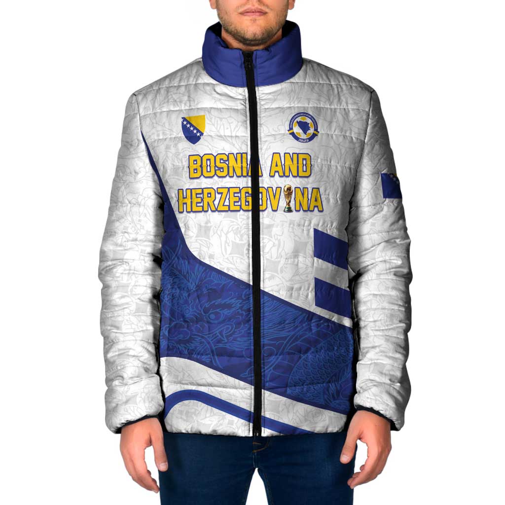 Custom Football 2026 Bosnia and Herzegovina White Padded Jacket Zmajevi Go Champion