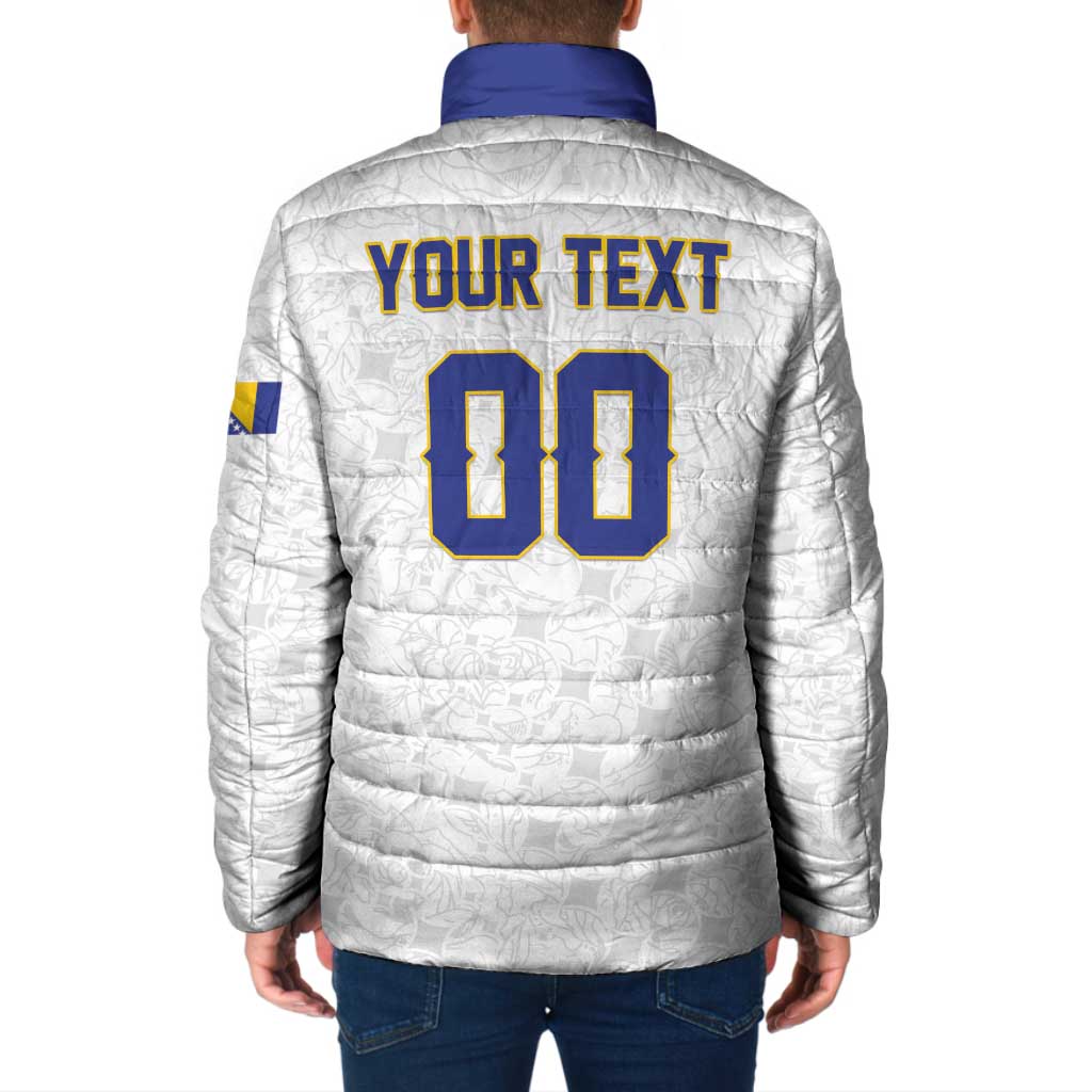 Custom Football 2026 Bosnia and Herzegovina White Padded Jacket Zmajevi Go Champion