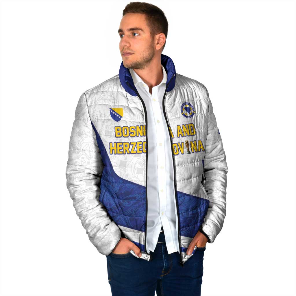 Custom Football 2026 Bosnia and Herzegovina White Padded Jacket Zmajevi Go Champion