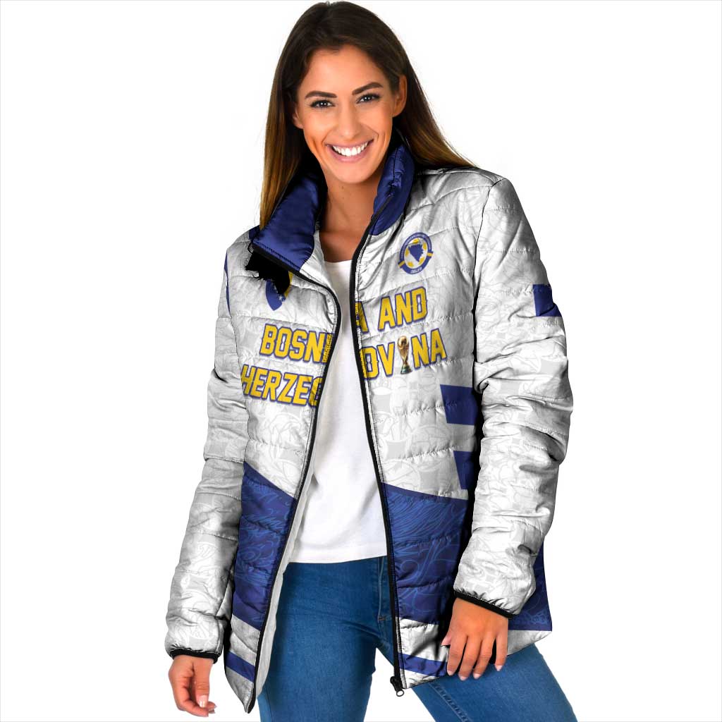 Custom Football 2026 Bosnia and Herzegovina White Padded Jacket Zmajevi Go Champion