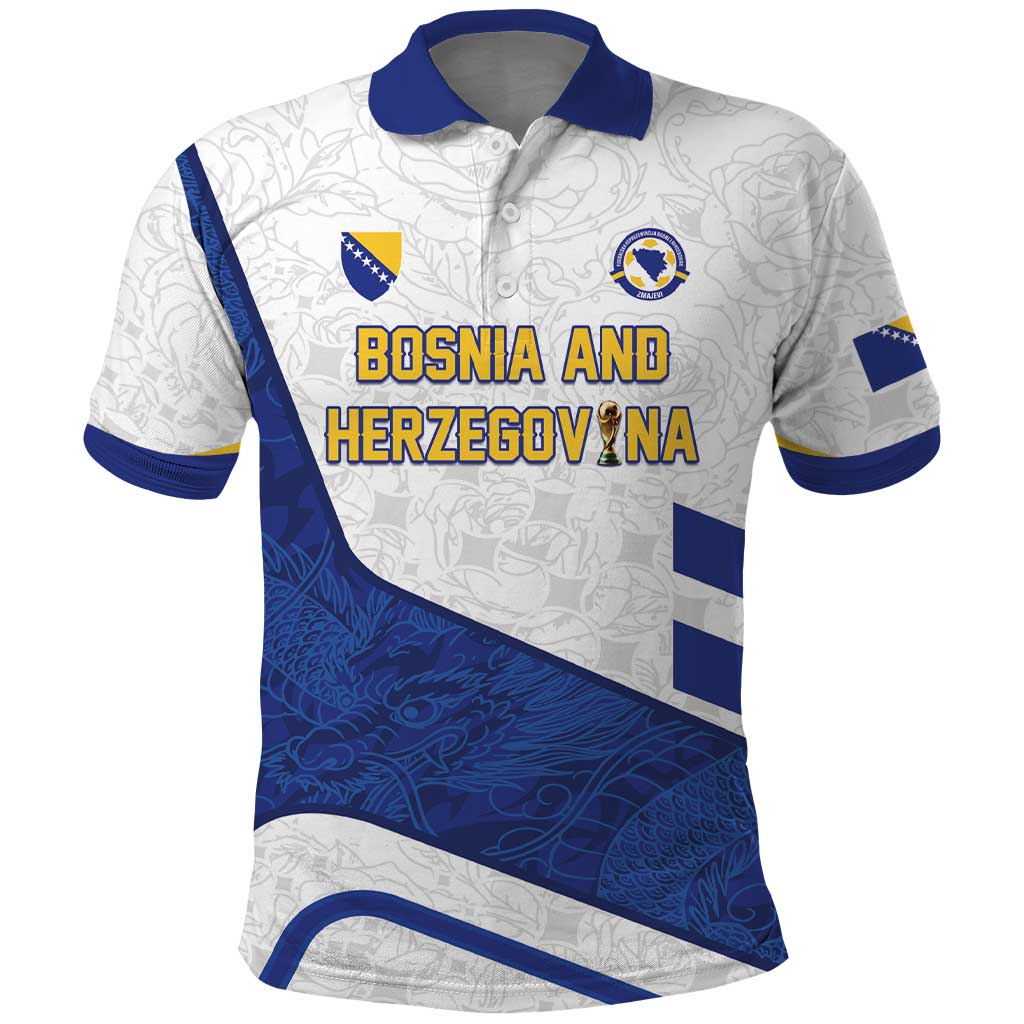 Custom Football 2026 Bosnia and Herzegovina White Polo Shirt Zmajevi Go Champion