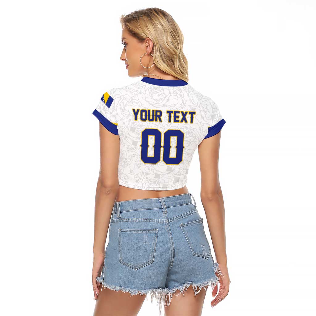 Custom Football 2026 Bosnia and Herzegovina White Raglan Cropped T Shirt Zmajevi Go Champion