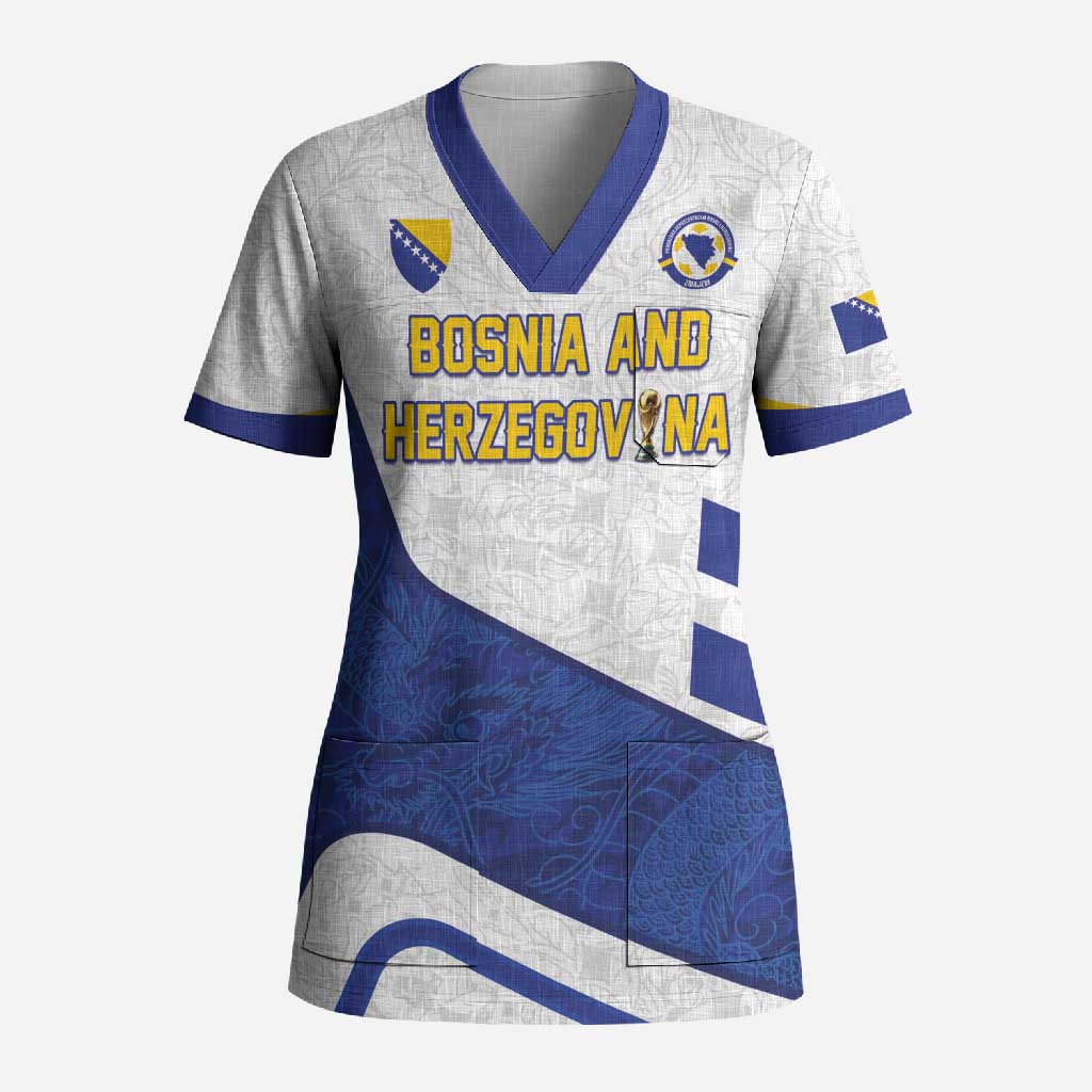 Custom Football 2026 Bosnia and Herzegovina White Scrub Top Zmajevi Go Champion
