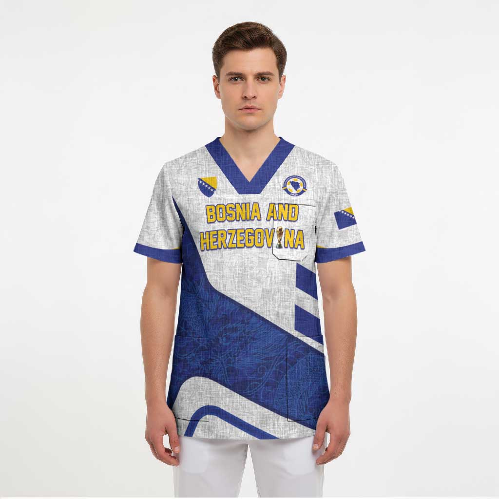 Custom Football 2026 Bosnia and Herzegovina White Scrub Top Zmajevi Go Champion