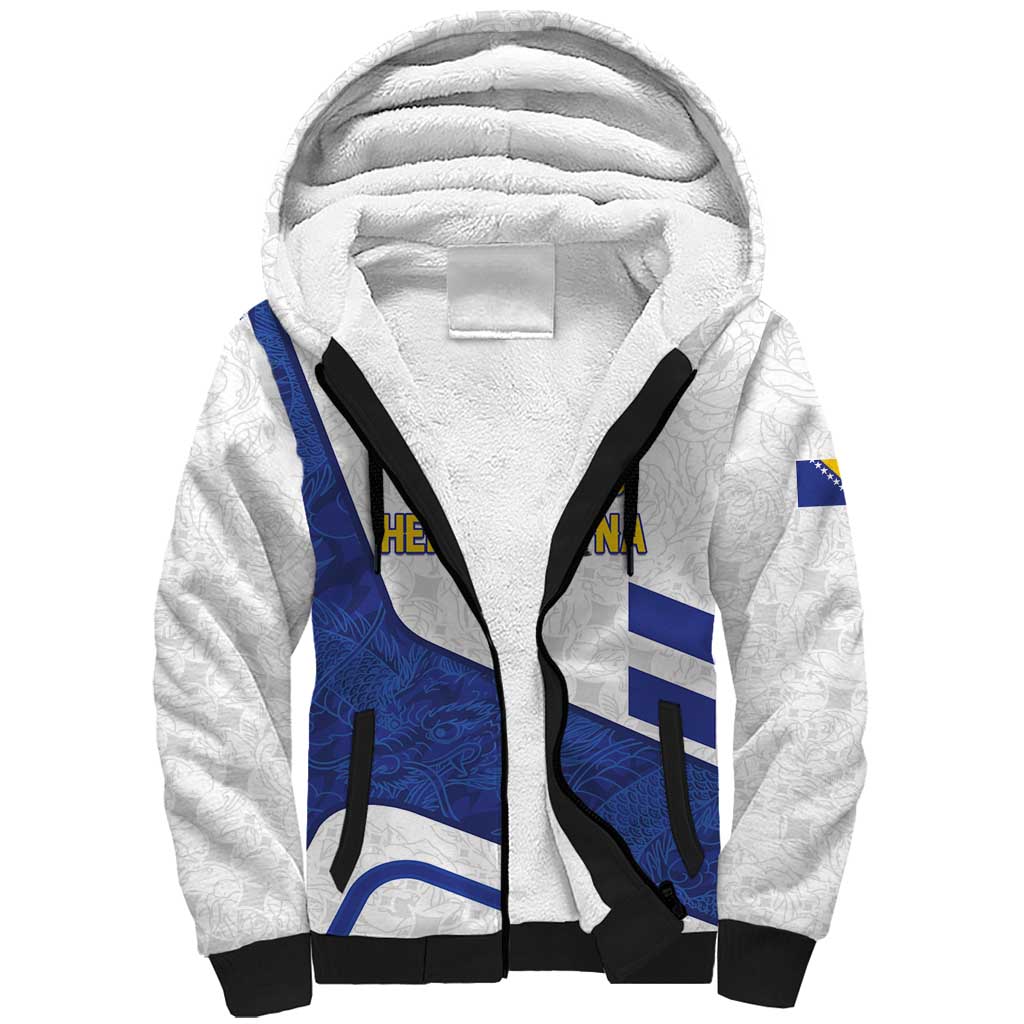 Custom Football 2026 Bosnia and Herzegovina White Sherpa Hoodie Zmajevi Go Champion