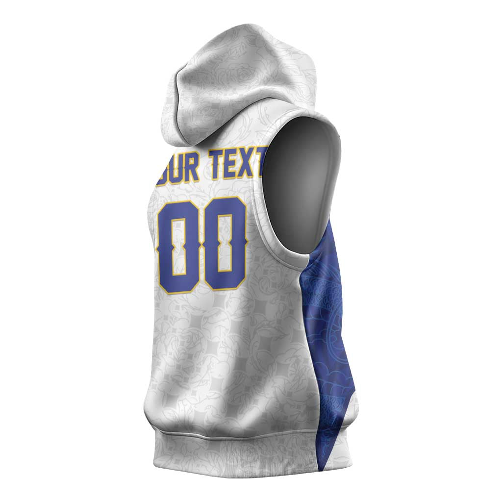 Custom Football 2026 Bosnia and Herzegovina White Sleeveless Hoodie Zmajevi Go Champion