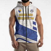 Custom Football 2026 Bosnia and Herzegovina White Sleeveless Zip Hoodie Zmajevi Go Champion