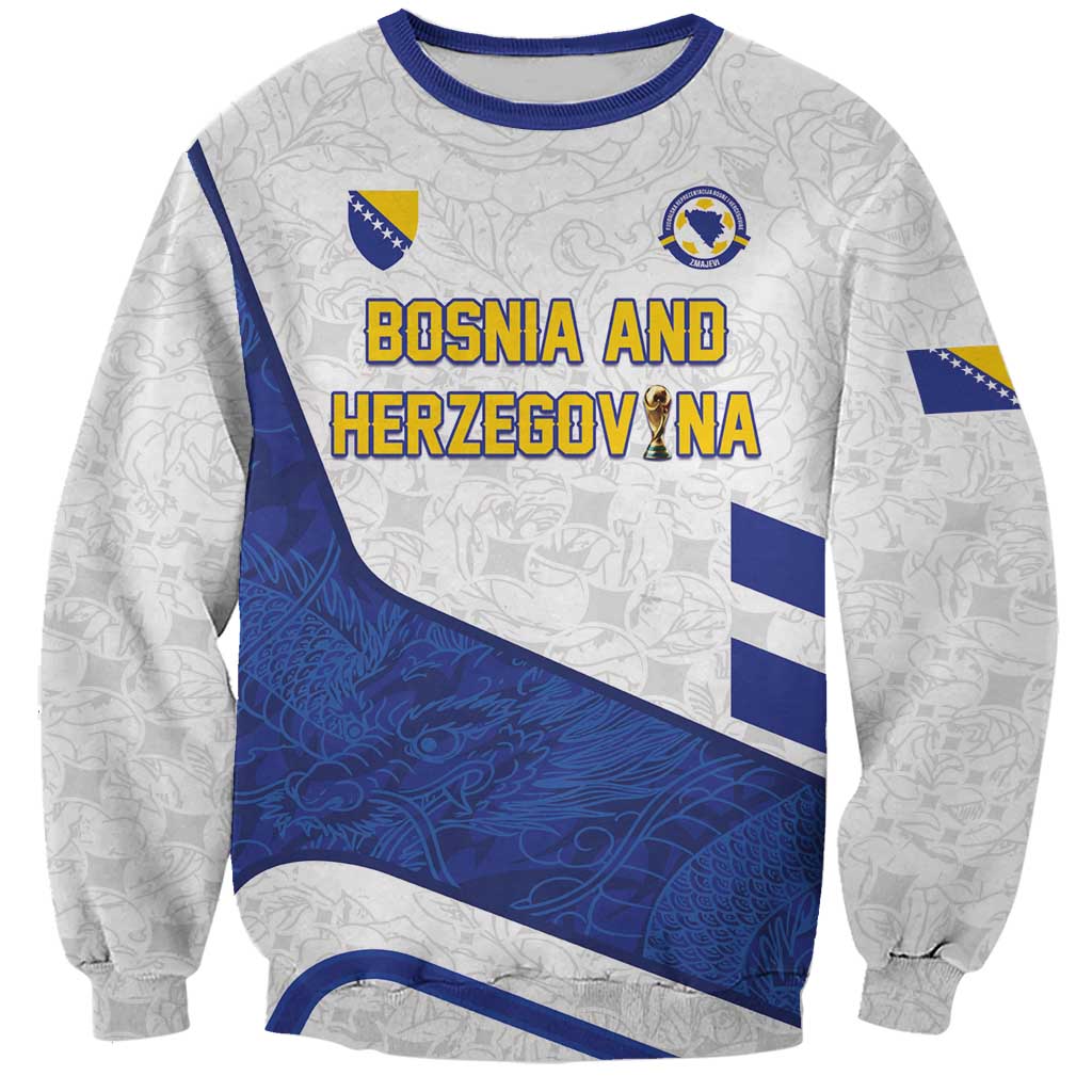 Custom Football 2026 Bosnia and Herzegovina White Sweatshirt Zmajevi Go Champion
