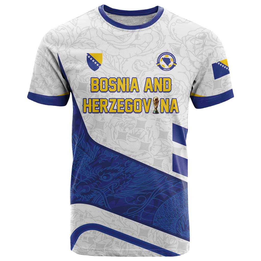 Custom Football 2026 Bosnia and Herzegovina White T Shirt Zmajevi Go Champion