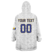 Custom Football 2026 Bosnia and Herzegovina White Wearable Blanket Hoodie Zmajevi Go Champion