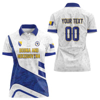 Custom Football 2026 Bosnia and Herzegovina White Women Polo Shirt Zmajevi Go Champion