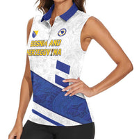 Custom Football 2026 Bosnia and Herzegovina White Women Sleeveless Polo Shirt Zmajevi Go Champion