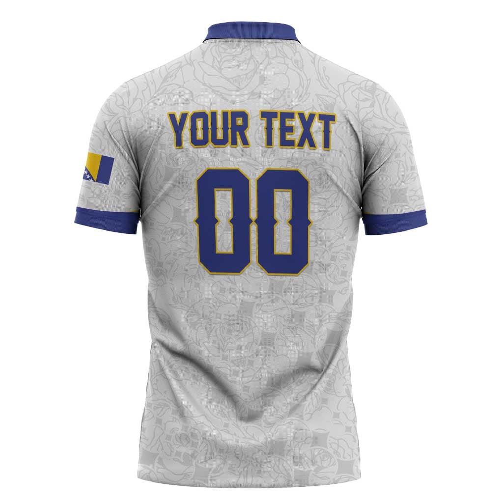Custom Football 2026 Bosnia and Herzegovina White Zipper Polo Shirt Zmajevi Go Champion