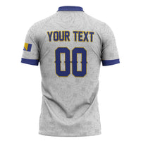 Custom Football 2026 Bosnia and Herzegovina White Zipper Polo Shirt Zmajevi Go Champion