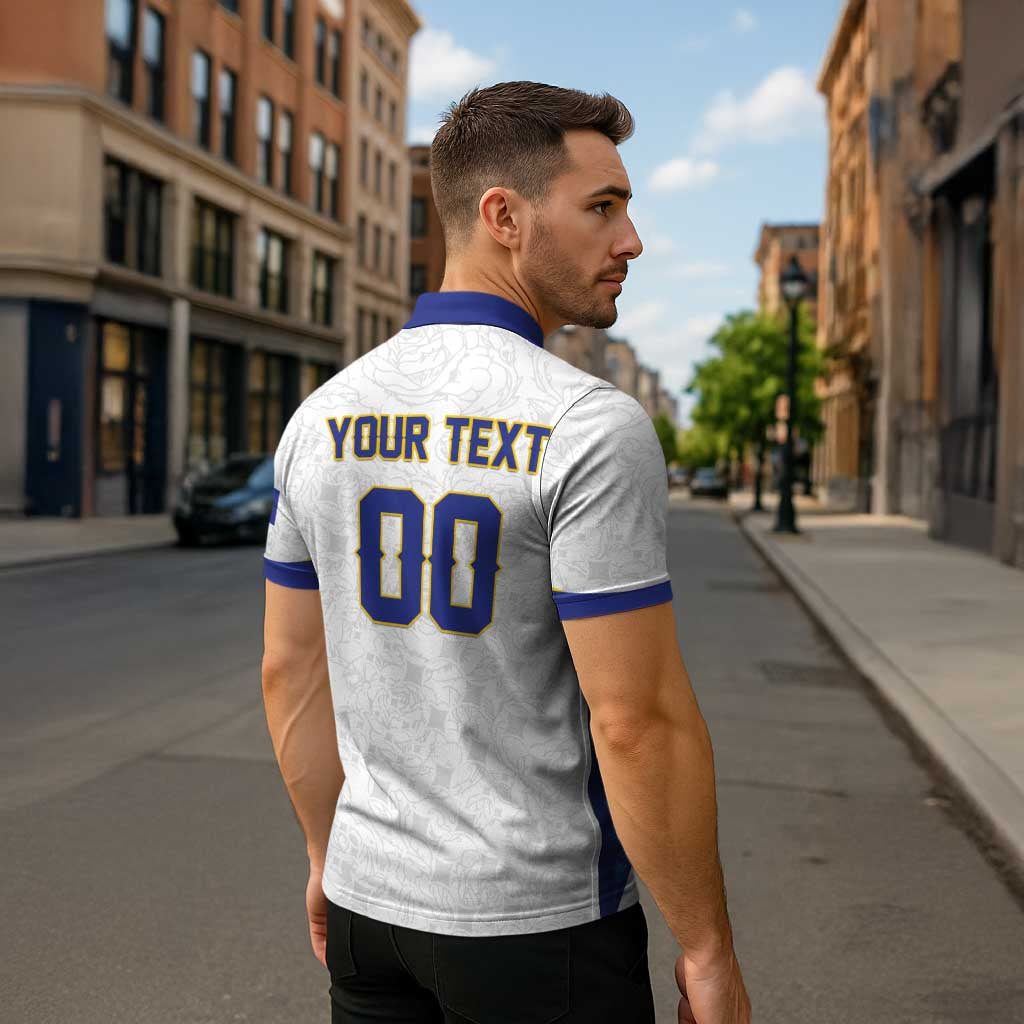 Custom Football 2026 Bosnia and Herzegovina White Zipper Polo Shirt Zmajevi Go Champion