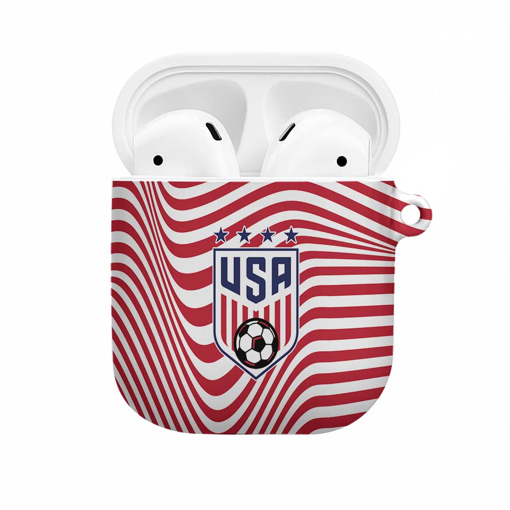 Soccer 2026 USA AirPods Case Wave Flag Stylized