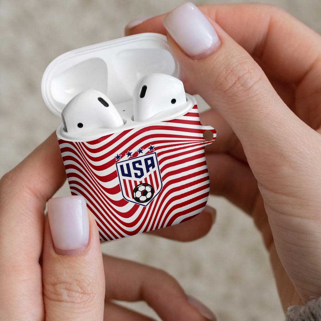 Soccer 2026 USA AirPods Case Wave Flag Stylized