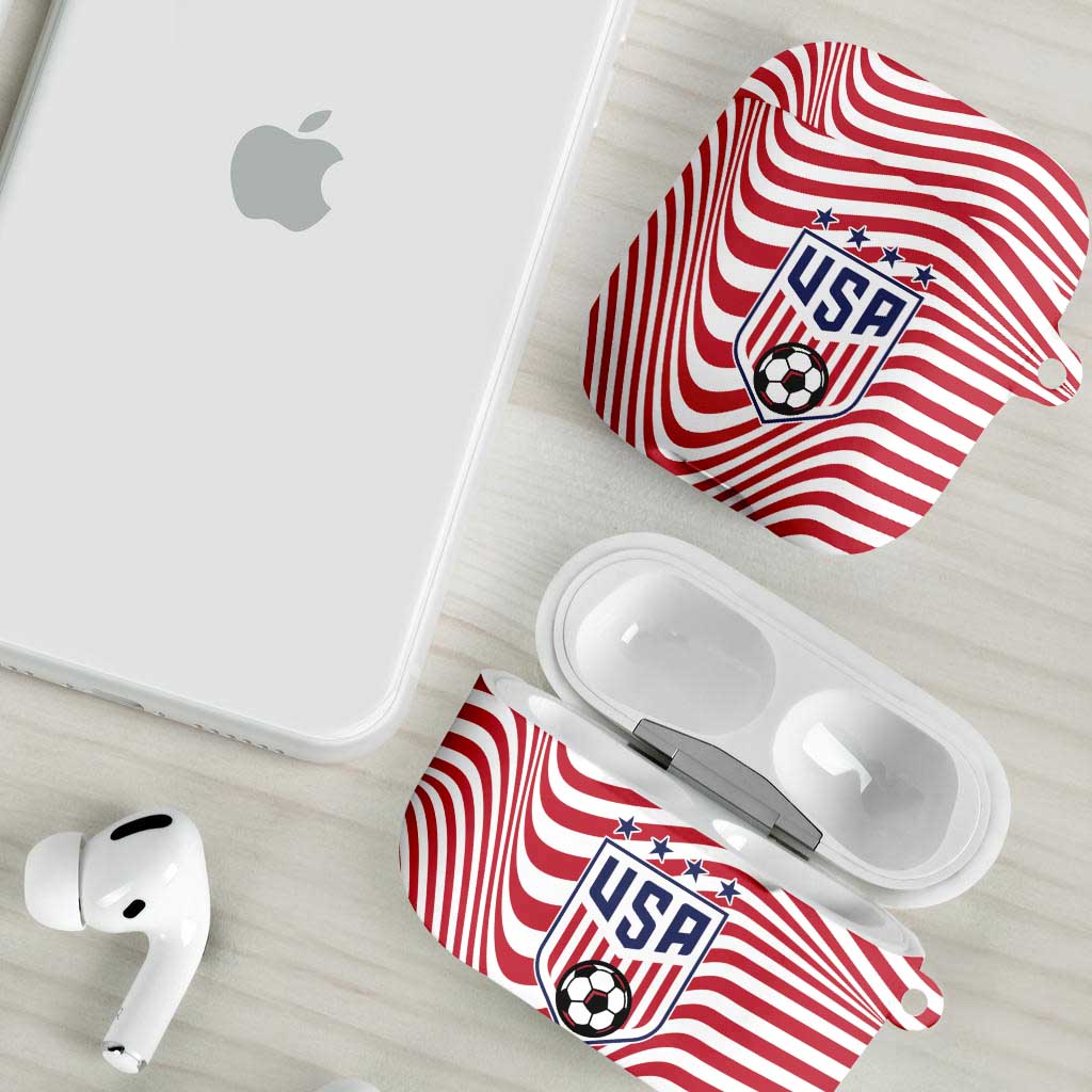 Soccer 2026 USA AirPods Case Wave Flag Stylized