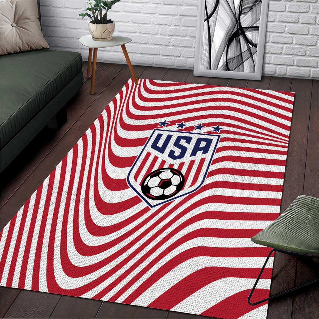 Soccer 2026 USA Area Rug Wave Flag Stylized