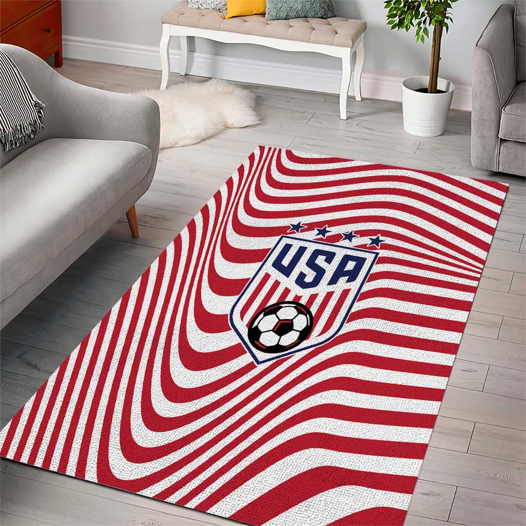 Soccer 2026 USA Area Rug Wave Flag Stylized