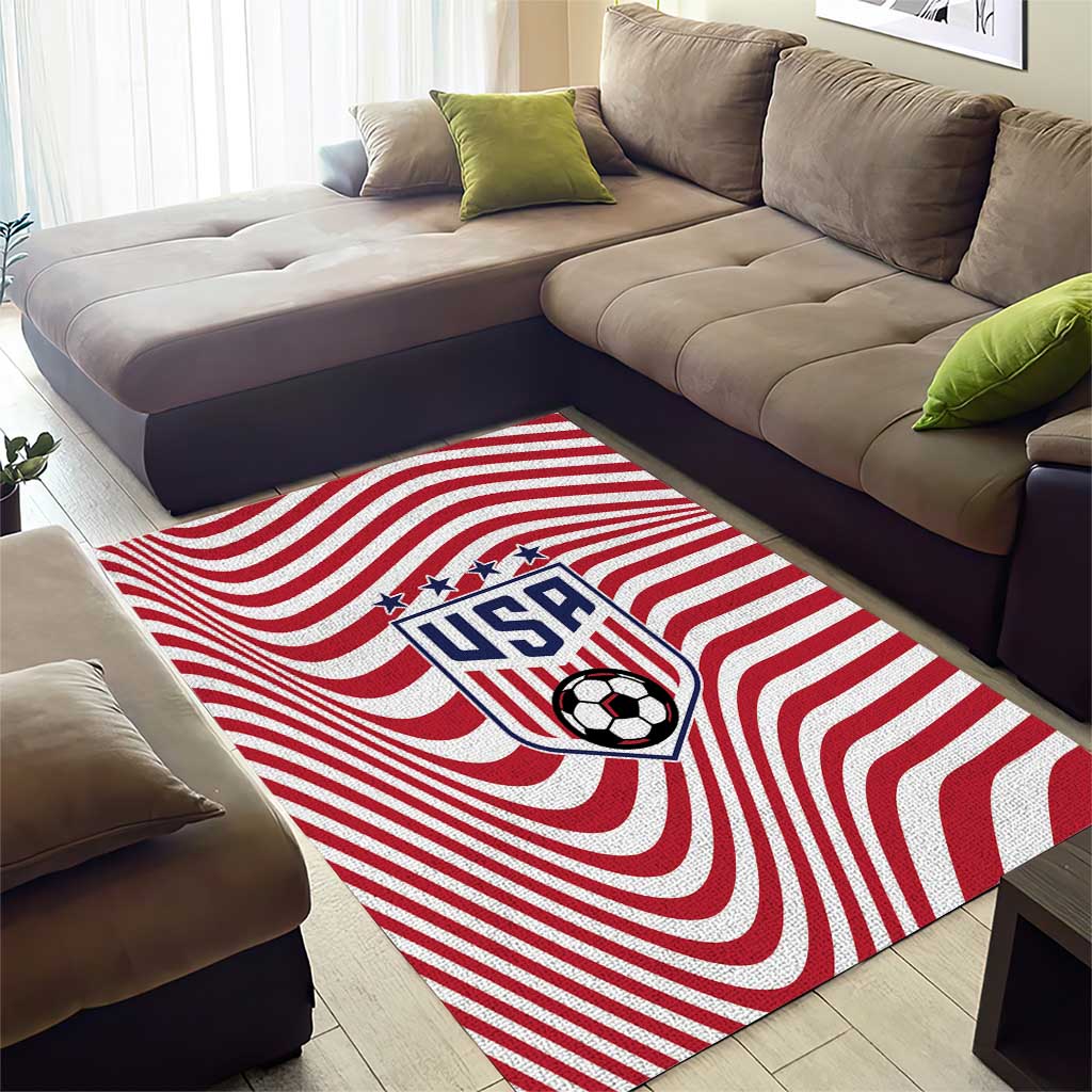 Soccer 2026 USA Area Rug Wave Flag Stylized
