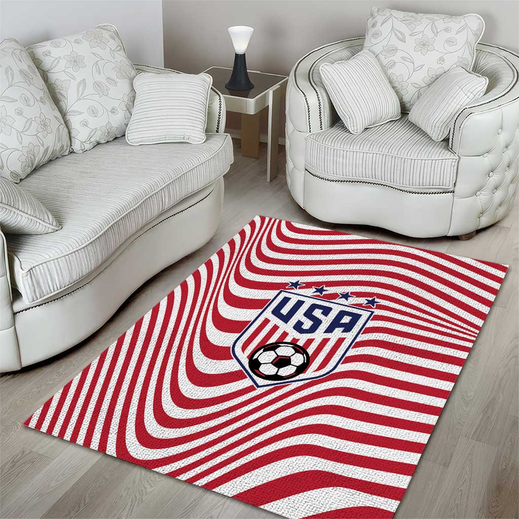 Soccer 2026 USA Area Rug Wave Flag Stylized