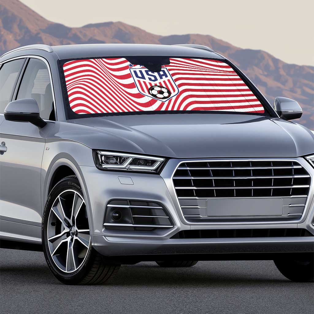 Soccer 2026 USA Auto Sun Shade Wave Flag Stylized