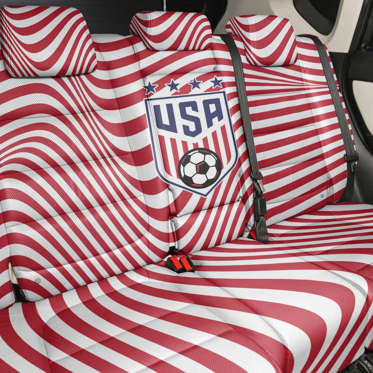 Soccer 2026 USA Back Car Seat Cover Wave Flag Stylized