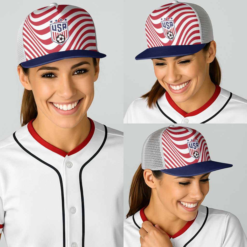 Soccer 2026 USA Baseball Net Cap Wave Flag Stylized