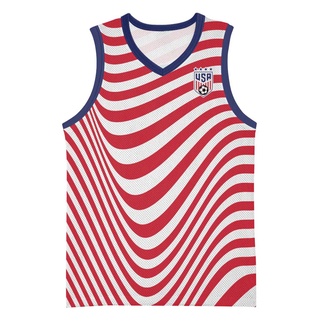 Custom Soccer 2026 USA Basketball Jersey Wave Flag Stylized