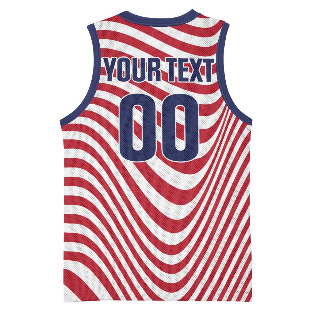 Custom Soccer 2026 USA Basketball Jersey Wave Flag Stylized
