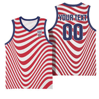 Custom Soccer 2026 USA Basketball Jersey Wave Flag Stylized