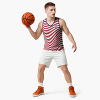 Custom Soccer 2026 USA Basketball Jersey Wave Flag Stylized