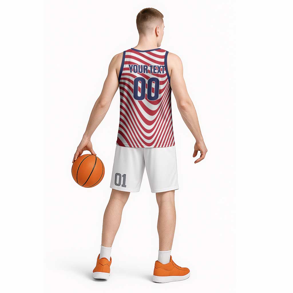 Custom Soccer 2026 USA Basketball Jersey Wave Flag Stylized