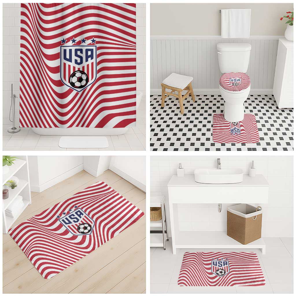 Soccer 2026 USA Bathroom Set Wave Flag Stylized