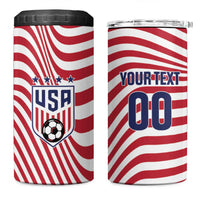 Custom Soccer 2026 USA 4 in 1 Can Cooler Tumbler Wave Flag Stylized