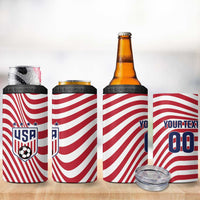 Custom Soccer 2026 USA 4 in 1 Can Cooler Tumbler Wave Flag Stylized