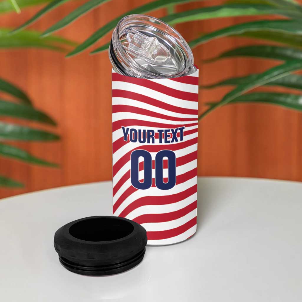 Custom Soccer 2026 USA 4 in 1 Can Cooler Tumbler Wave Flag Stylized