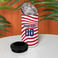 Custom Soccer 2026 USA 4 in 1 Can Cooler Tumbler Wave Flag Stylized