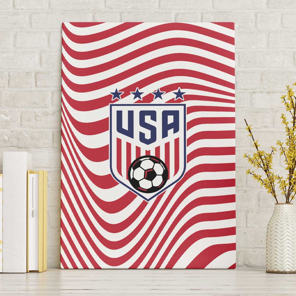 Soccer 2026 USA Canvas Wall Art Wave Flag Stylized
