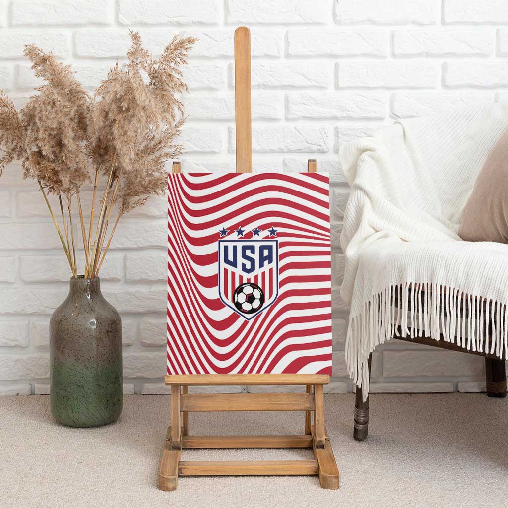 Soccer 2026 USA Canvas Wall Art Wave Flag Stylized