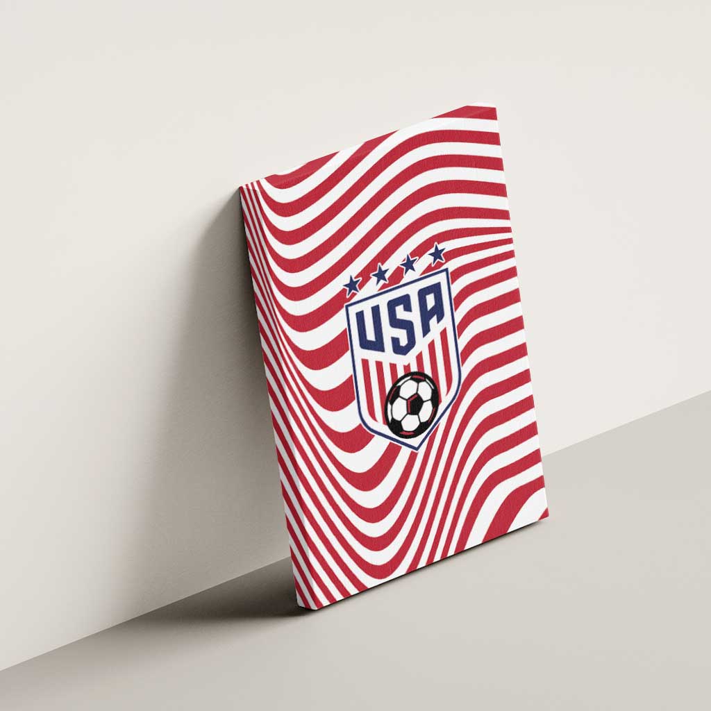 Soccer 2026 USA Canvas Wall Art Wave Flag Stylized