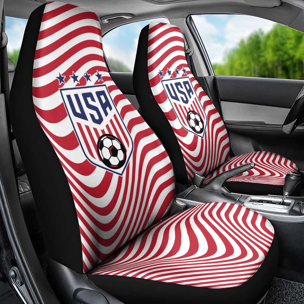 Soccer 2026 USA Car Seat Cover Wave Flag Stylized