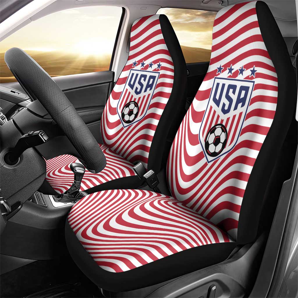 Soccer 2026 USA Car Seat Cover Wave Flag Stylized