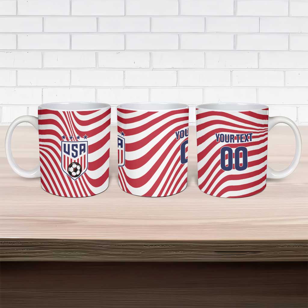 Custom Soccer 2026 USA Ceramic Mug Wave Flag Stylized